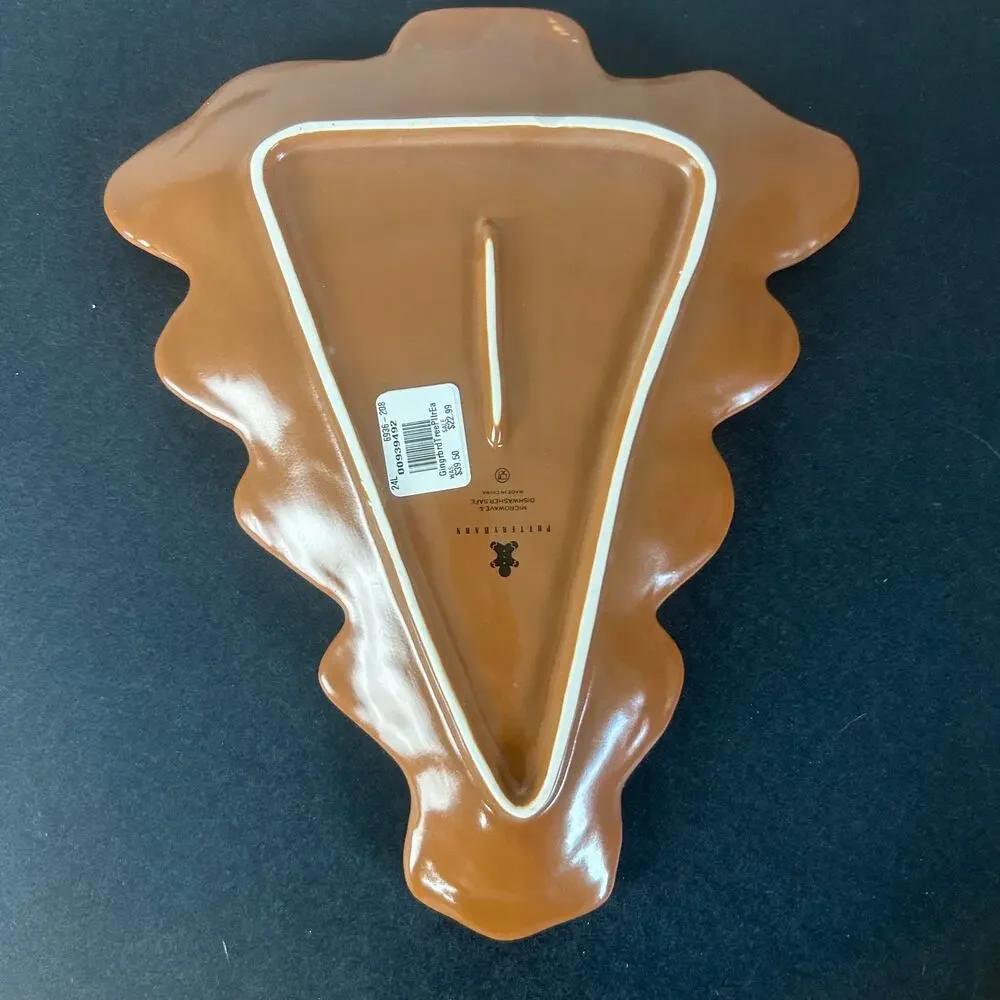 Pottery Barn Gingerbread Christmas Holiday Tree Platter 12 in. NEW Serving Plate